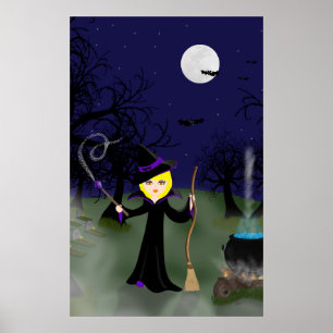 Halloween Witch with Cauldron Print