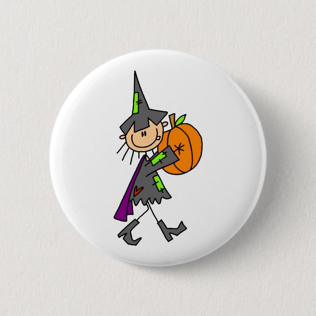 Halloween Witch with Pumpkin 6 Cm Round Badge (Front)