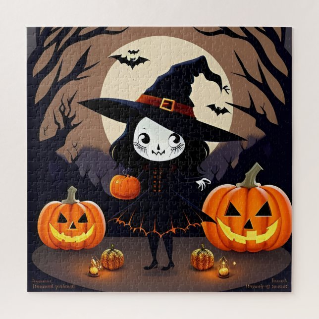 Halloween Witch with Pumpkins Jigsaw Puzzle (Vertical)