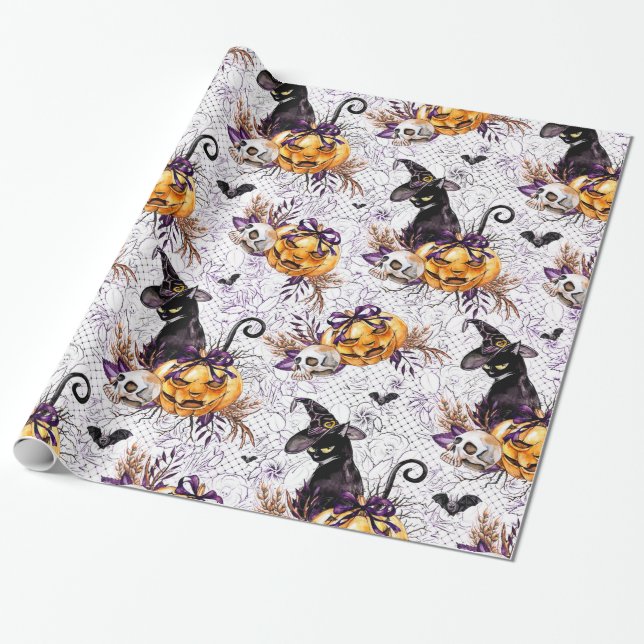 Halloween Witch Wrapping Paper (Unrolled)