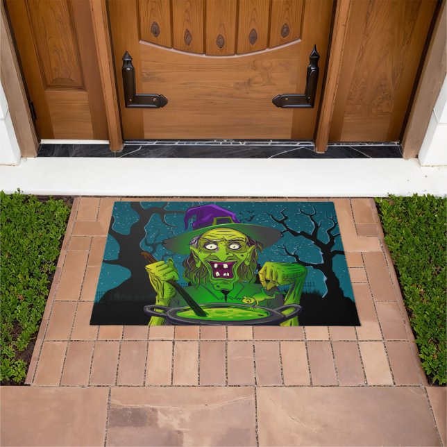 Halloween Witch Yummy Toad Soup Doormat (Outdoor)