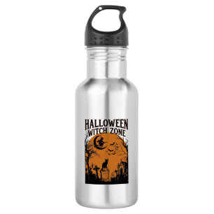 Halloween Witch Zone Black Cat Graveyard Bats Moon 532 Ml Water Bottle