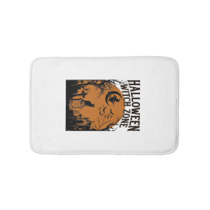 Halloween Witch Zone Black Cat Graveyard Bats Moon Bath Mat