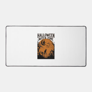 Halloween Witch Zone Black Cat Graveyard Bats Moon Desk Mat