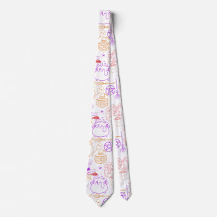 Halloween Witchcraft Pattern Neon 01 Tie