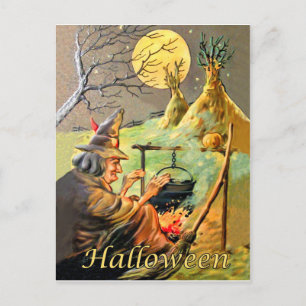 Halloween witchcraft postcard
