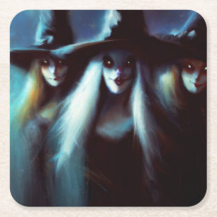 Halloween - Witches 4 Square Paper Coaster