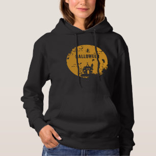 Halloween Witches Bats Ghosts Orange Costume Hoodie