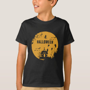 Halloween Witches Bats Ghosts Orange Costume T-Shirt