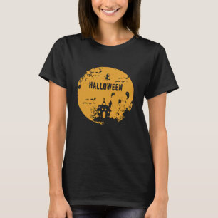 Halloween Witches Bats Ghosts Orange Costume T-Shirt