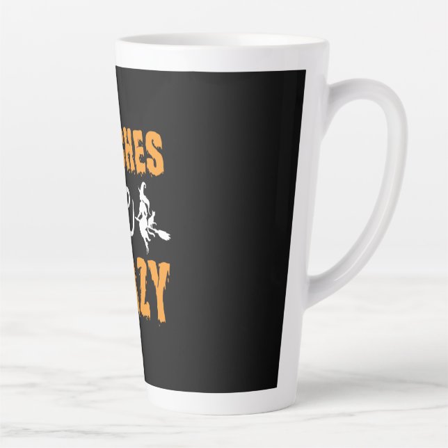 Halloween Witches Be Crazy Birthday Latte Mug (Right)