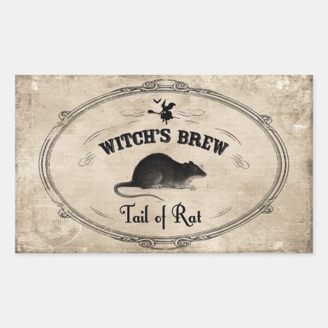 Halloween Witches Brew Ingredient - Tail of Rat Rectangular Sticker (Front)