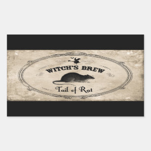 Halloween Witches Brew Ingredient - Tail of Rat Rectangular Sticker