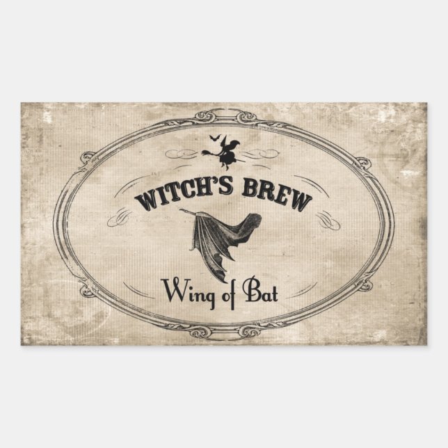 Halloween Witches Brew Ingredient - Wing of Bat Rectangular Sticker (Front)