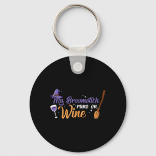 Halloween Witches Broom Broom Stick Runs On Wine Key Ring