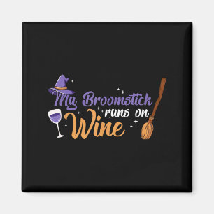 Halloween Witches Broom Broom Stick Runs On Wine Magnet