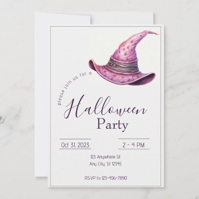 Halloween Witches Hat Pink Invitation (Front)