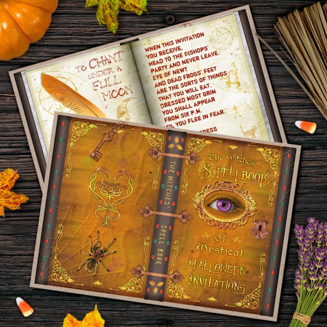 Halloween Witches Magic Spell Book Spooky Party Invitation (Creator Uploaded)