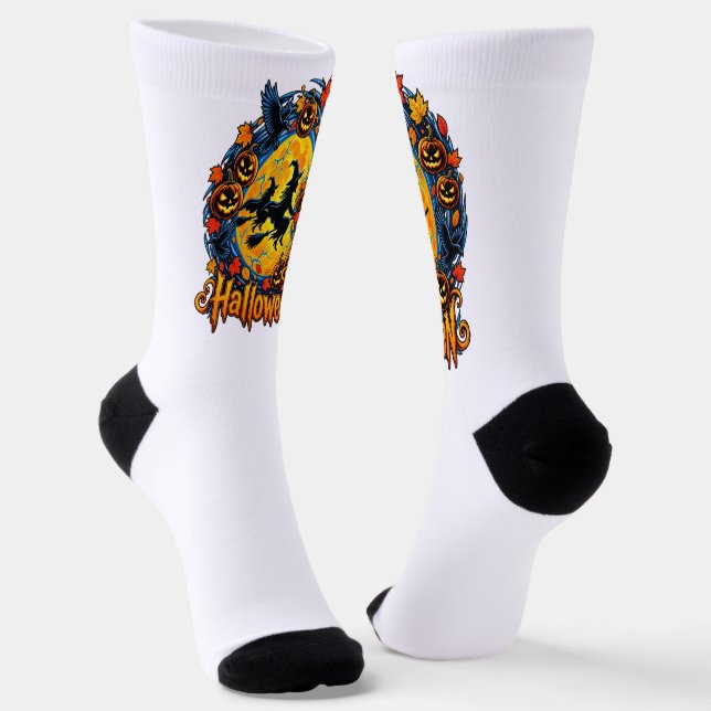 Halloween witches moonlight socks (Angled)