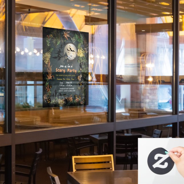 Halloween Witches Party Night  Planner Invitation (Restaurant Window)