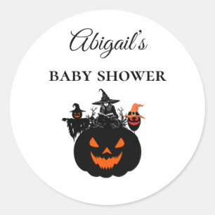 Halloween Witches Pumpkin Baby Shower Classic Round Sticker