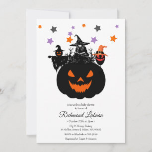 Halloween Witches Pumpkin Baby Shower Invitation