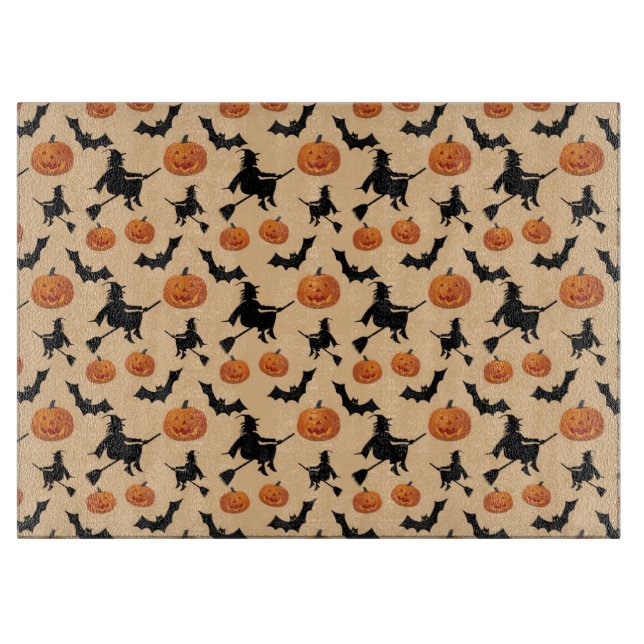 Halloween Witches, Pumpkins and Bats Cutting Board (Front)