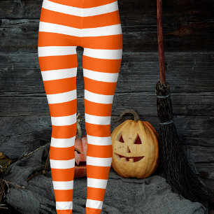 Halloween Witch's Orange Striped Stockings Leggings
