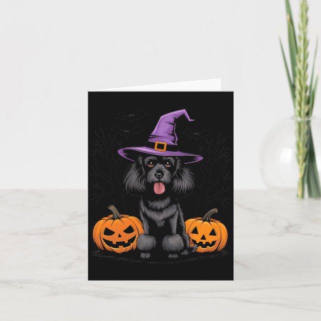 Halloween Witchy Black Standard Poodle Dog Spooky Card (Front)