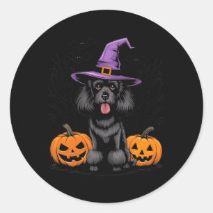 Halloween Witchy Black Standard Poodle Dog Spooky Classic Round Sticker