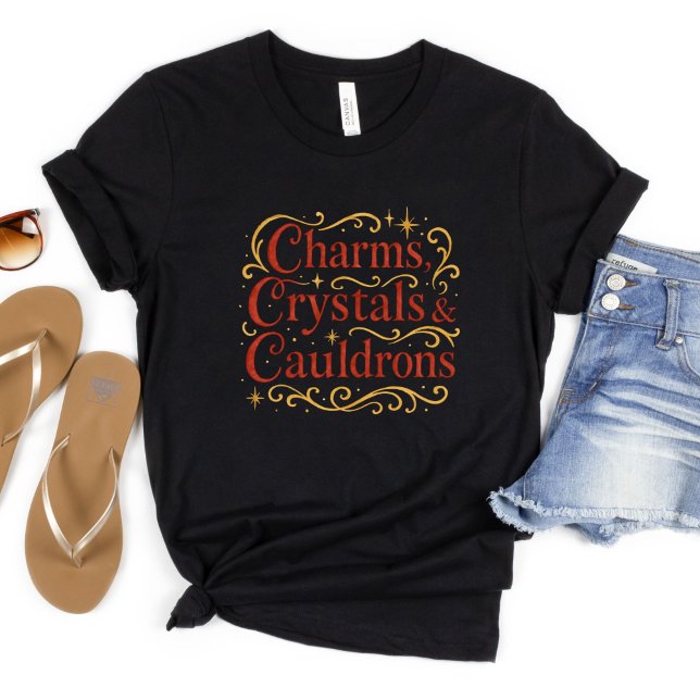 Halloween Witchy Charms Crystals Cauldrons Goth T-Shirt (Charms Crystals Cauldrons Halloween Witchy Witchcraft Pagan T-shirt)