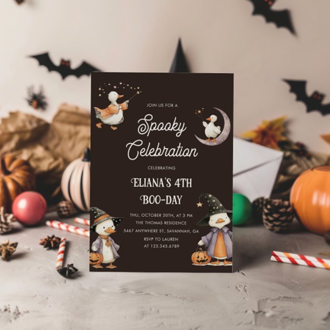 Halloween Witchy Goose Spooky Kids Birthday Invitation (Creator Uploaded)