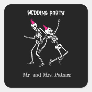 Halloween Witchy Goth Wedding Party Square Sticker