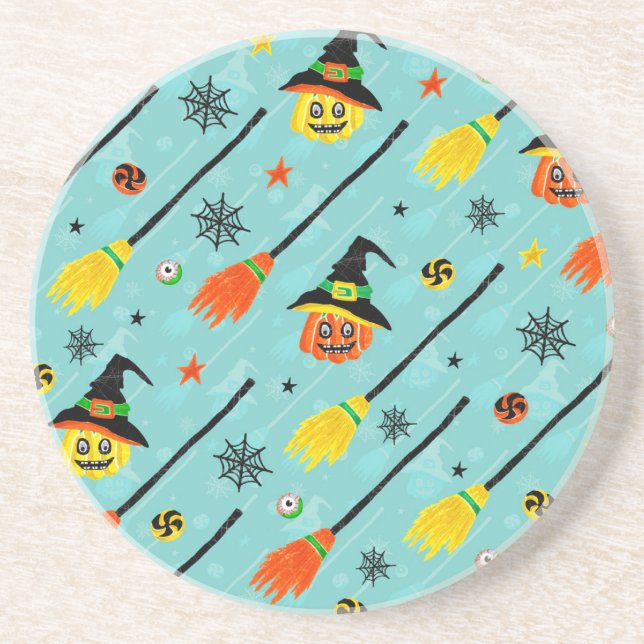 Halloween Witchy Seamless Theme Coaster (Front)