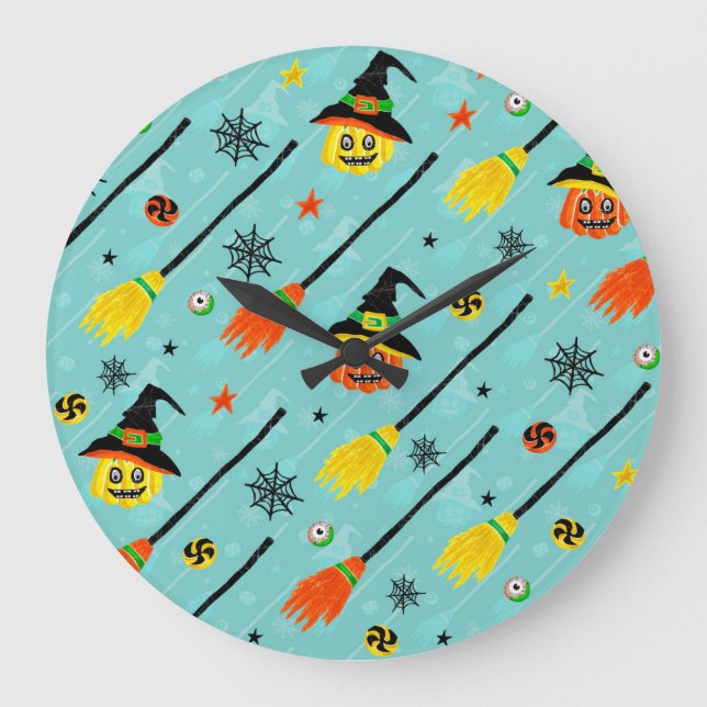 Halloween Witchy Seamless Theme Large Clock (Front)
