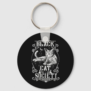 Halloween Witchy Season Feline Vintage Black Cat Key Ring
