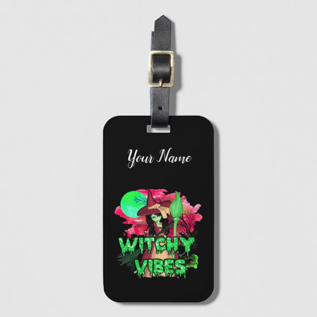 Halloween Witchy Vibes Luggage Tag (Front Vertical)