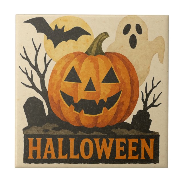 Halloween with a sensual collage technique tile (Front)