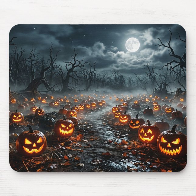 Halloween with Creepy Trees and Jack O Lanterns Mouse Pad (Front)