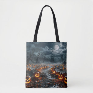 Halloween with Creepy Trees and Jack O Lanterns Tote Bag