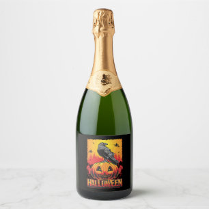 Halloween With Crow Sparkling Wine Label