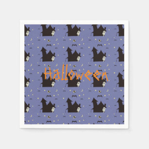 Halloween with ghosts witches and bats napkin