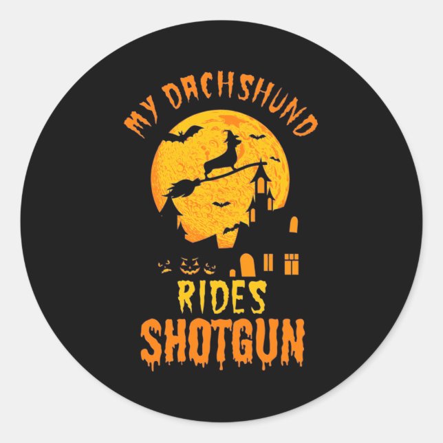 Halloween With My Dachshund Classic Round Sticker (Front)