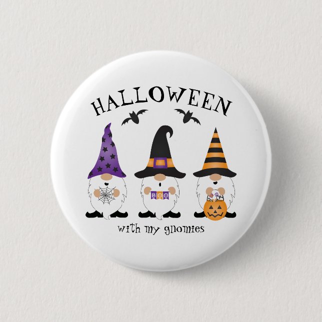 Halloween With My Gnomies Purple Orange 6 Cm Round Badge (Front)