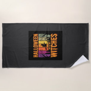 Halloween With My Witches Retro Sunset Beach Towel