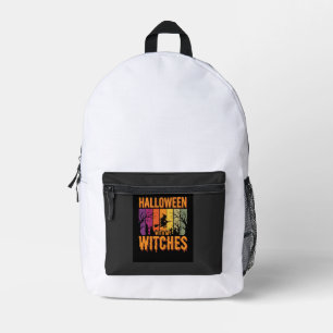 Halloween With My Witches Retro Sunset Printed Backpack