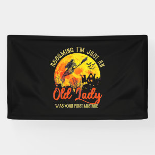 Halloween With Old Lady Banner