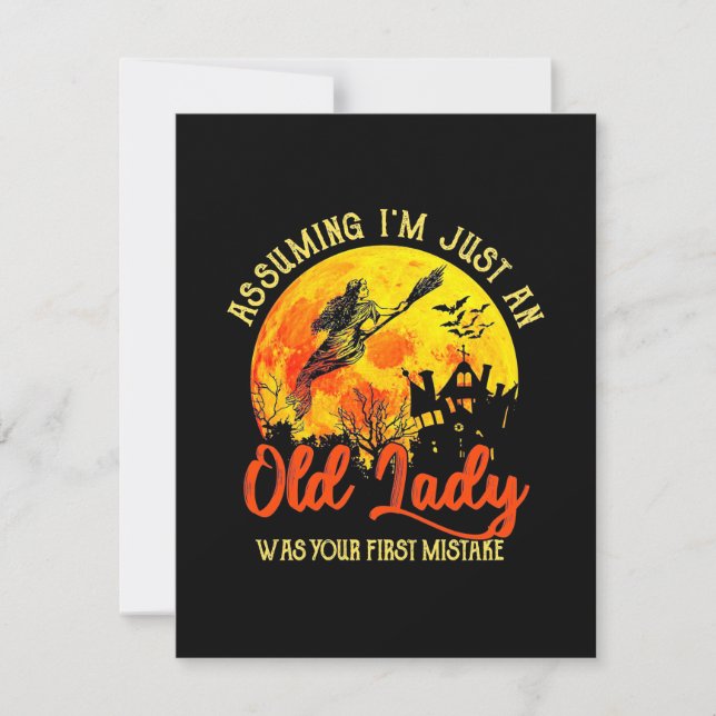 Halloween With Old Lady Thank You Card (Front)