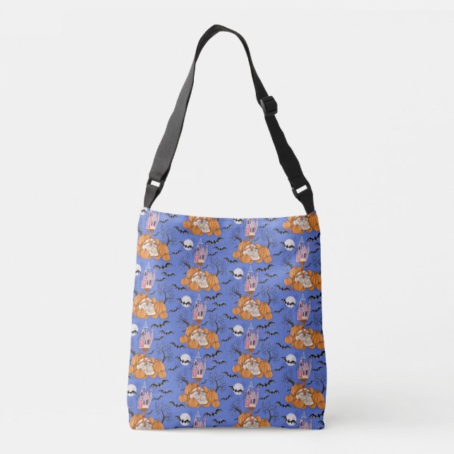 Halloween with pumpkins, bats, skull, tote bag (Back)