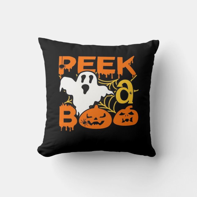 Halloween With Pumpkins Peekaboo Cushion (Front)